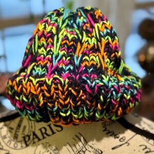 Vibrant Blackligt Multicolor Knit Beanie